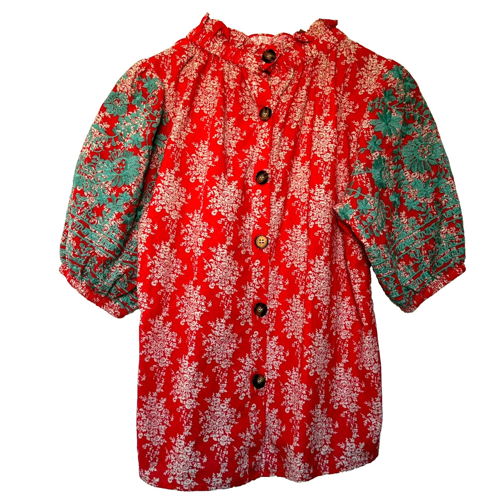 Thml Red And Teal Button Down Shirt - image 2